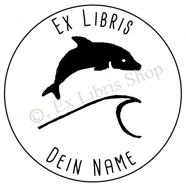 Exlibris Rundstempel •Delfin•