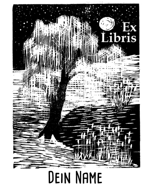 Bookplate •Weeping willow•