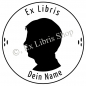 Preview: Round exlibris stamp •Profile•