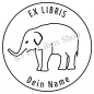 Preview: Round exlibris stamp •Elephant•