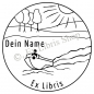 Preview: Round exlibris stamp •Motorboat•