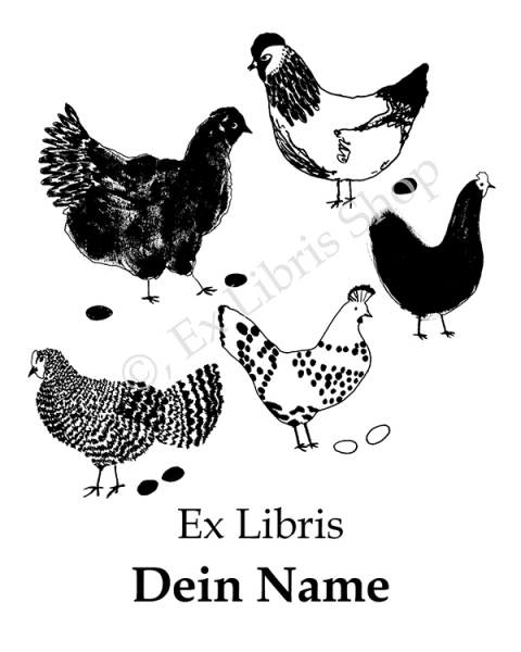 Bookplate stickers chicken