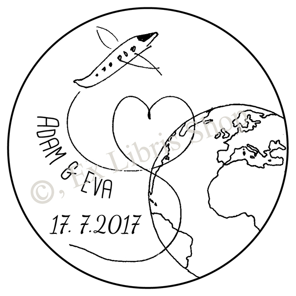 Hochzeitsstempel •Flieger mit Weltkugel•