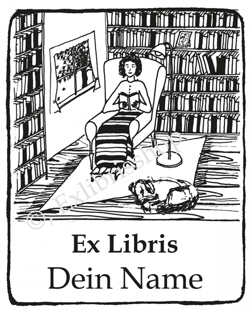 Bookplate stickers •Reading woman•