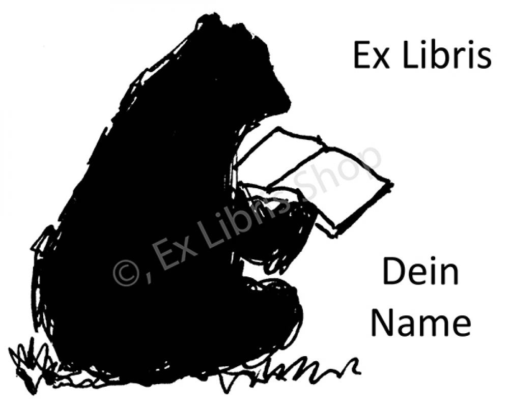 Bookplate stickers •Reading bear•