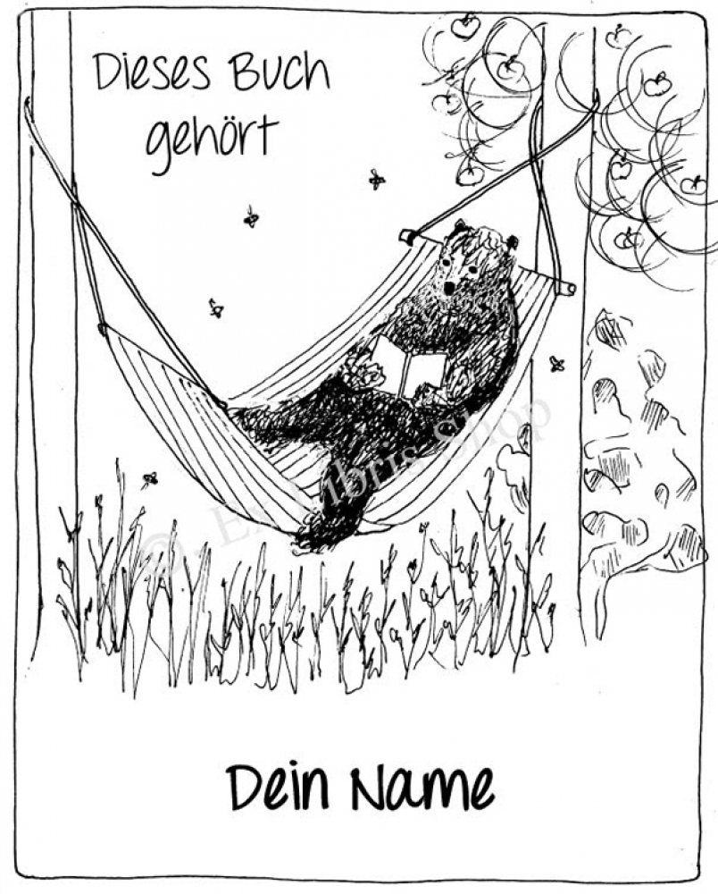 Bookplate stickers •Bear in the hammock•