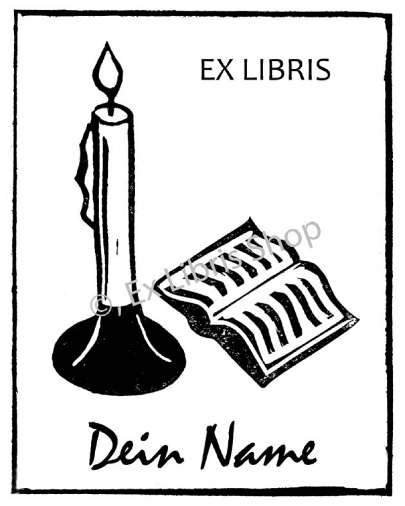 Bookplate stickers •Candle and book•