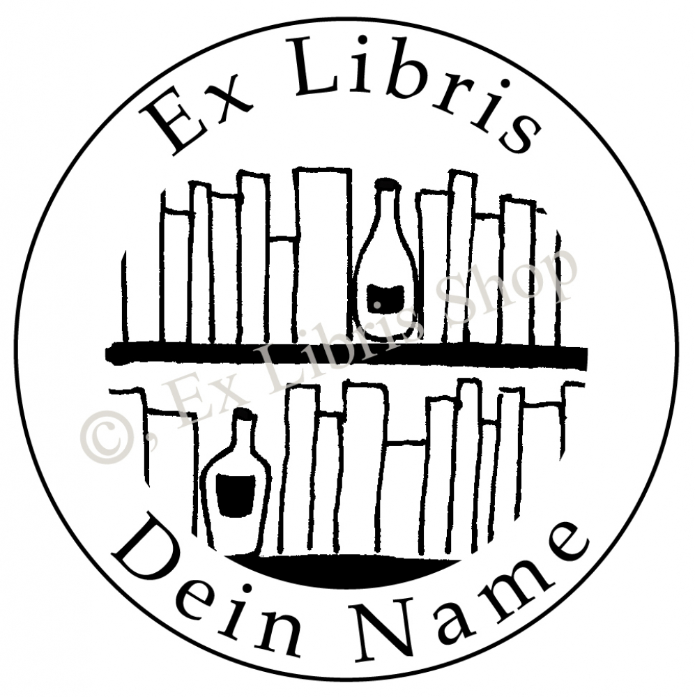 Round exlibris stamp •Reading spirits•