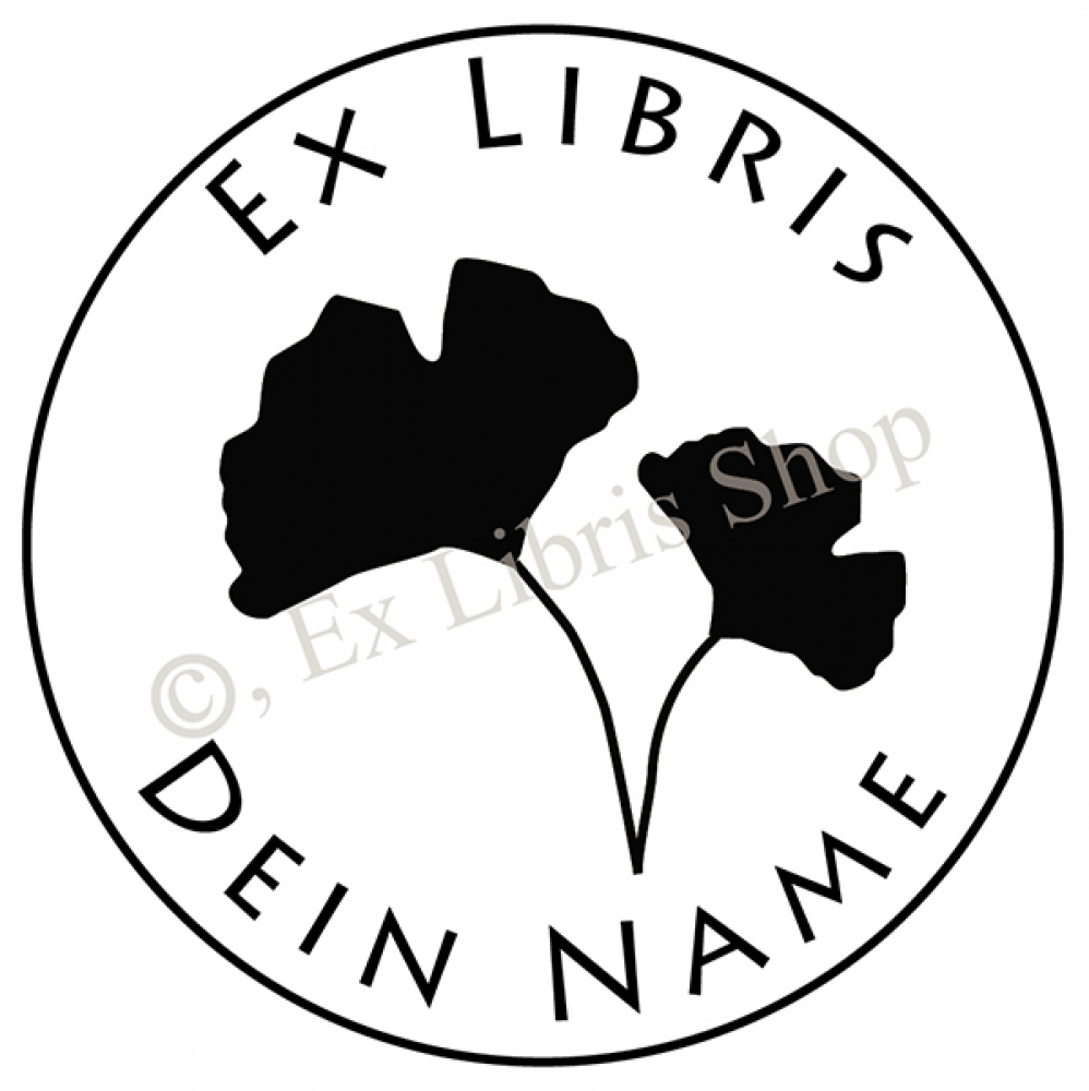 Round exlibris stamp •Ginkgo•