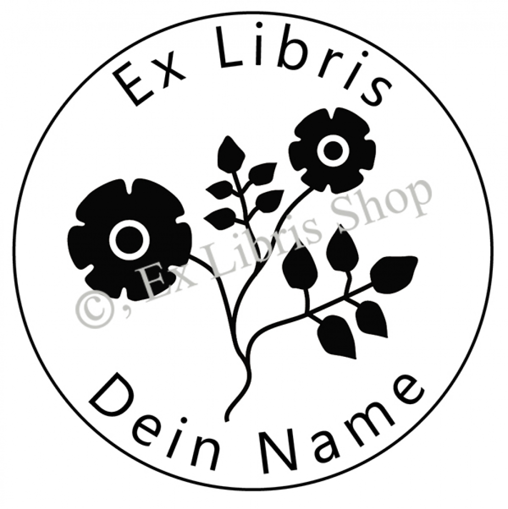 Round exlibris stamp •Rose hedge•
