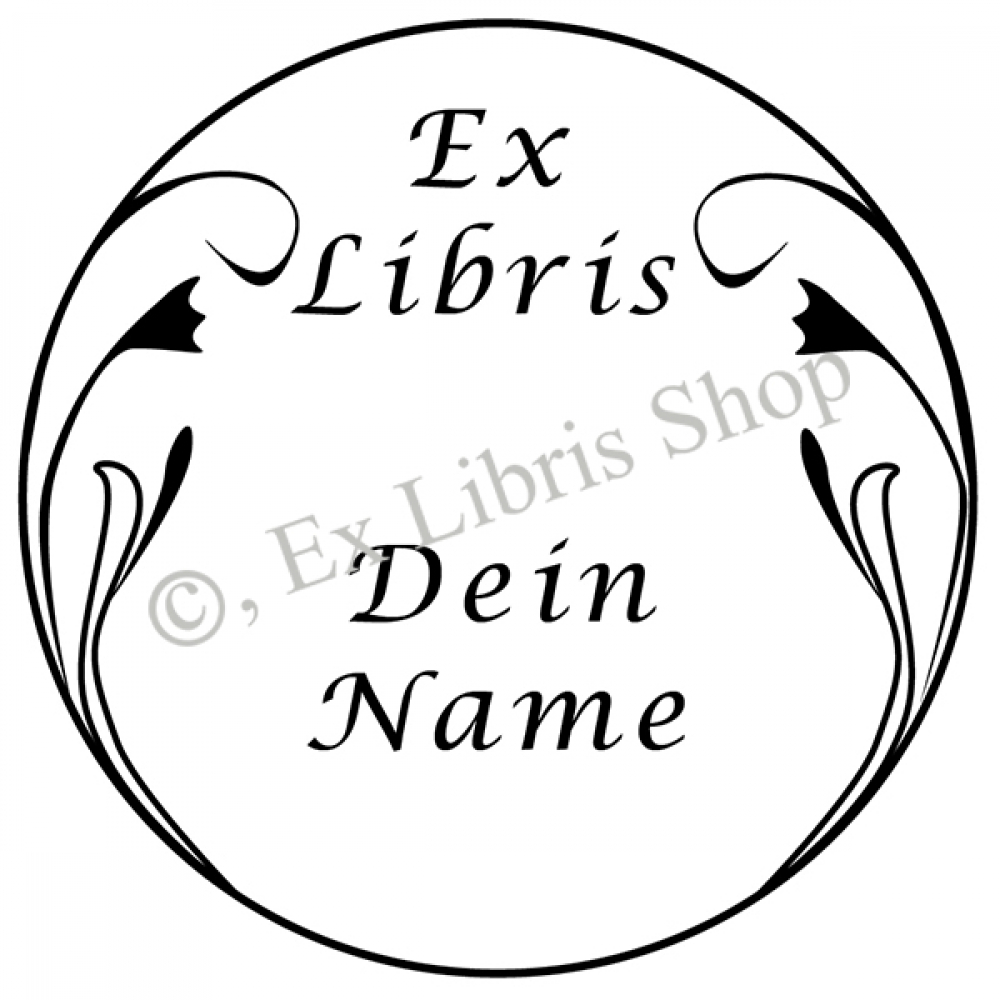 Round exlibris stamp •Lily•