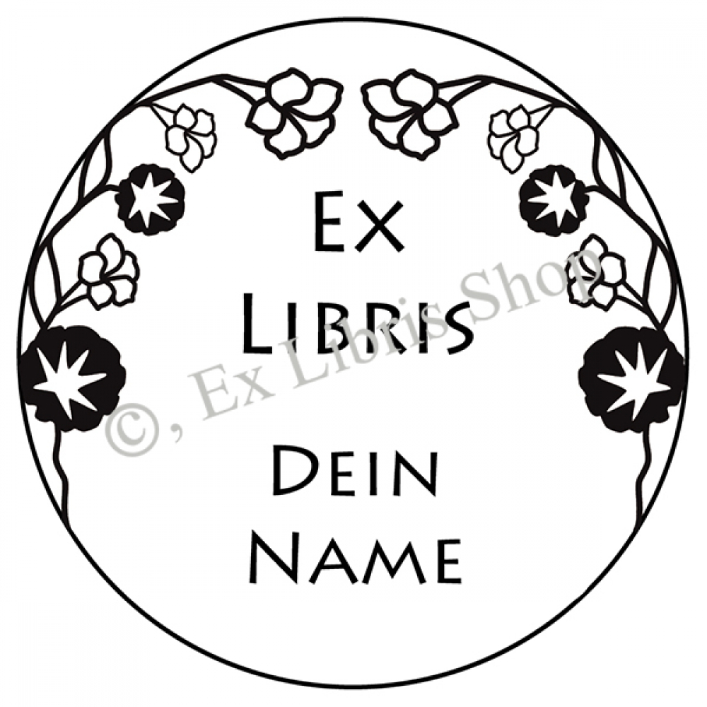 Round exlibris stamp •Nasturtium_2•