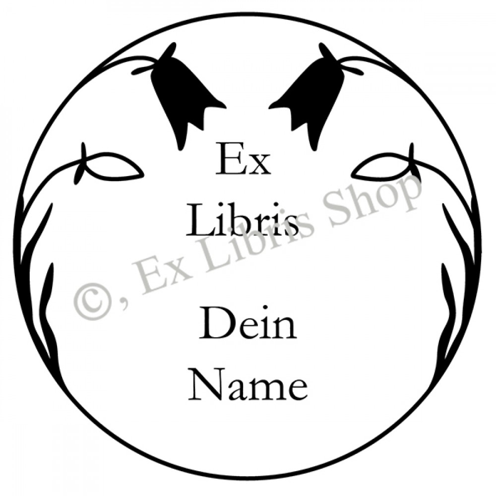 Round exlibris stamp •Bell flower•