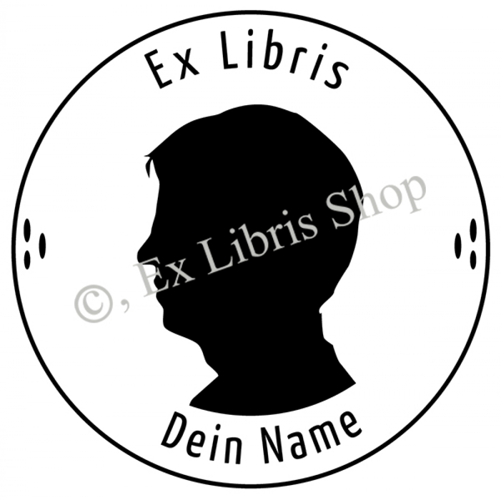 Round exlibris stamp •Profile•