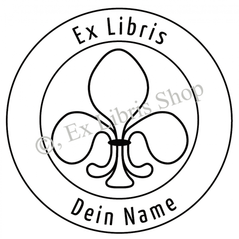 Round exlibris stamp •Fleur de Lis•