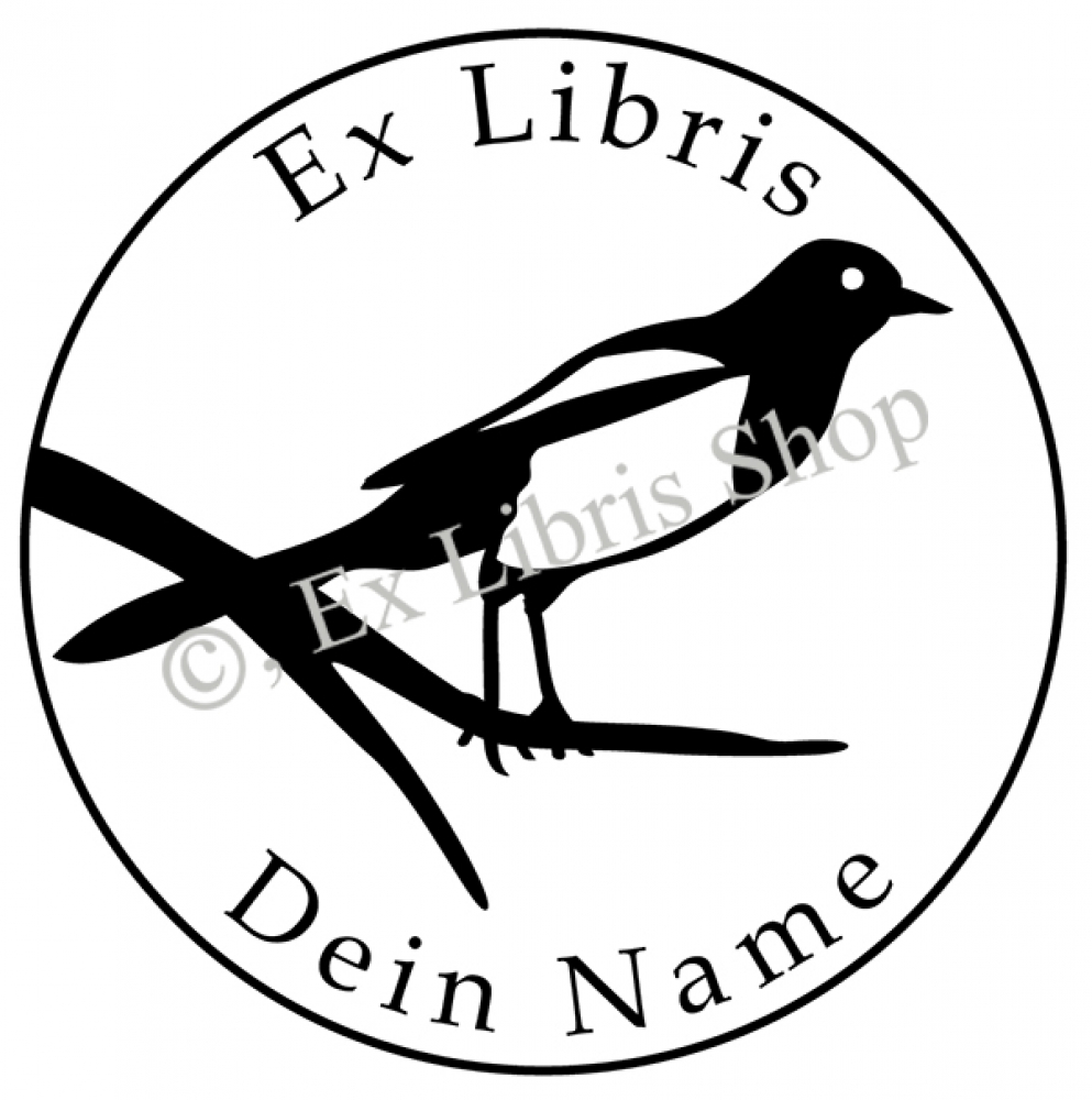 Round exlibris stamp •Magpie•