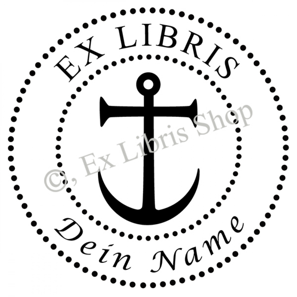 Round exlibris stamp •Anchor•