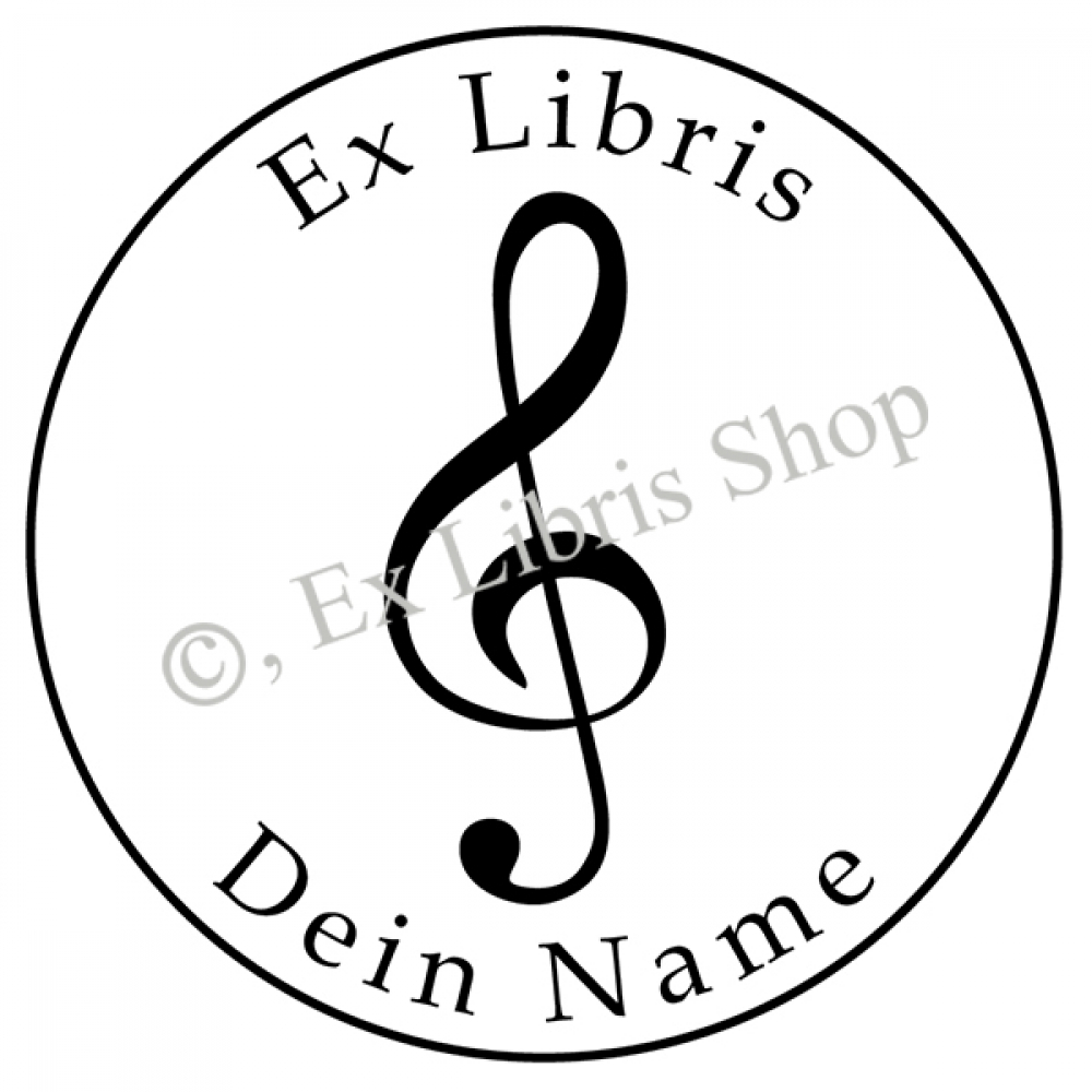 Round exlibris stamp •Clef•