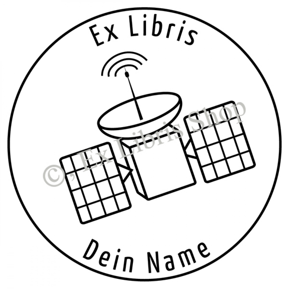 Round exlibris stamp •Satellite•