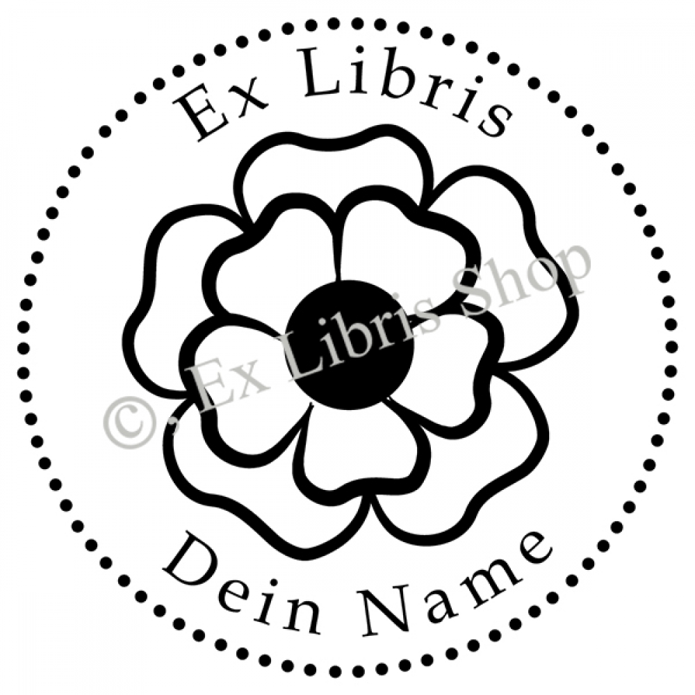Exlibris Rundstempel •Tudor Rose•