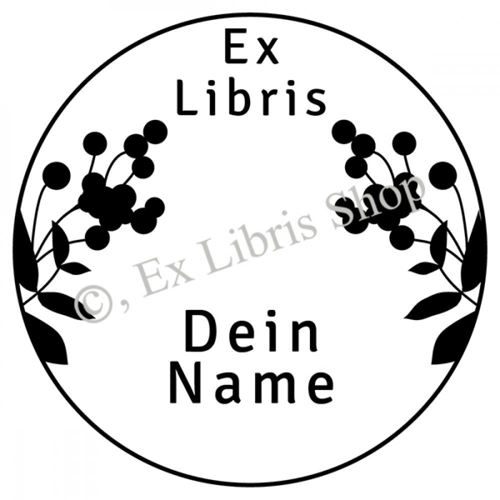 Round exlibris stamp •Rowan tree•