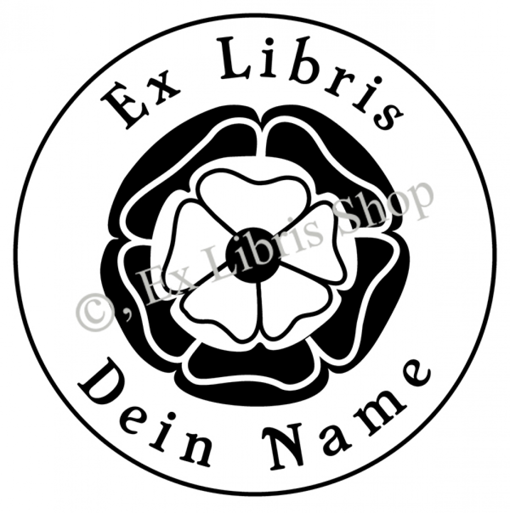 Round exlibris stamp •Tudor rose•