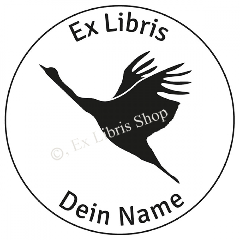 Exlibris round stamp •Crane•